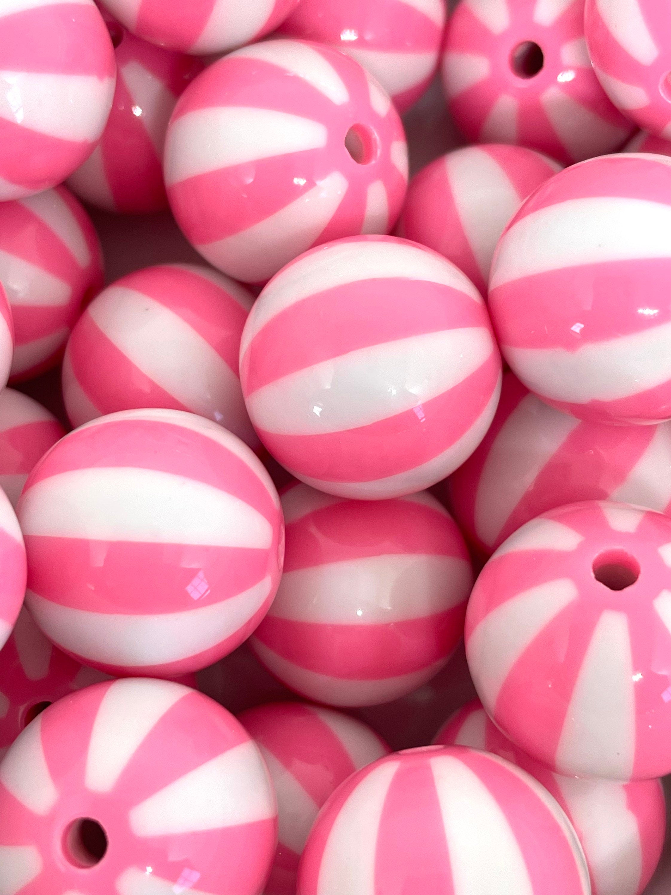 Baby Pink Beach Ball Beads for Chunky Jewelry, Chunky Beads for Necklace,  20mm Pink Beads, Striped Beads, Kawaii Beads, Sweet Lolita Beads