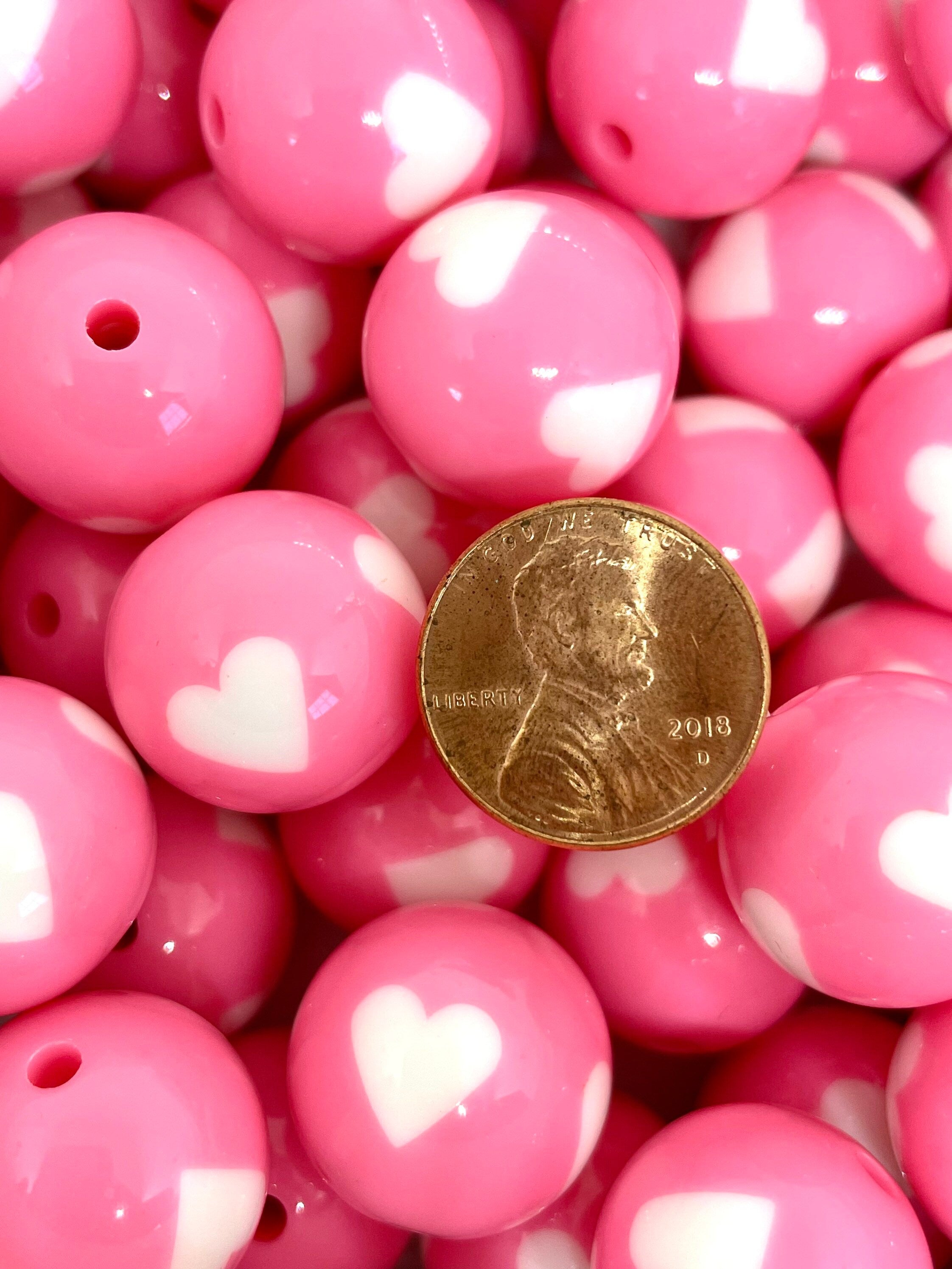 Bubblegum Pink Beads, 22mm Chunky Beads for Necklace, Large Pink Beads for  Chunky Necklace, Pink Gumball Beads, Gyaru, Oshare Kei