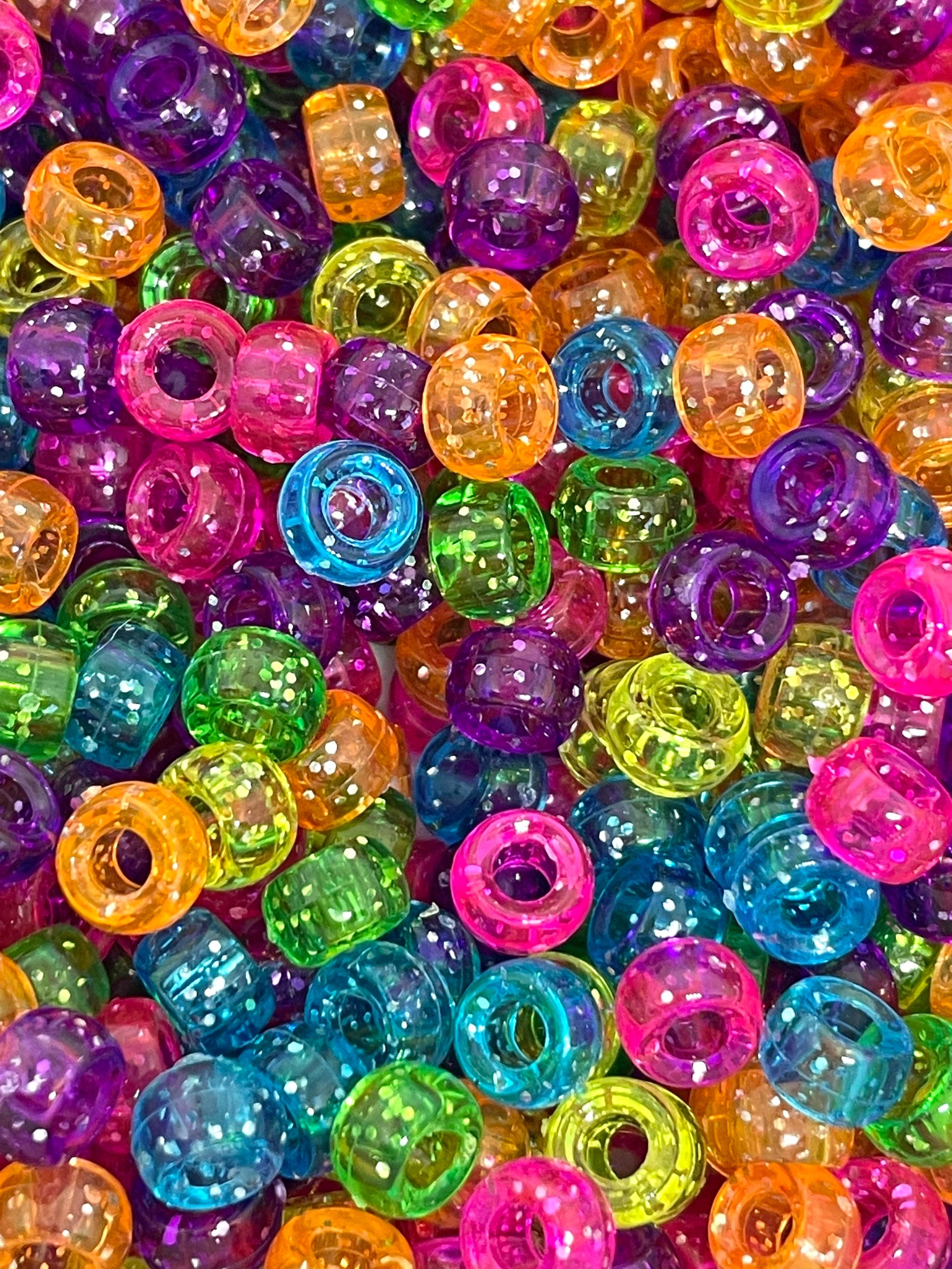 Bright Pastel Pony Beads, Rainbow Mixed Beads, Craft Beads
