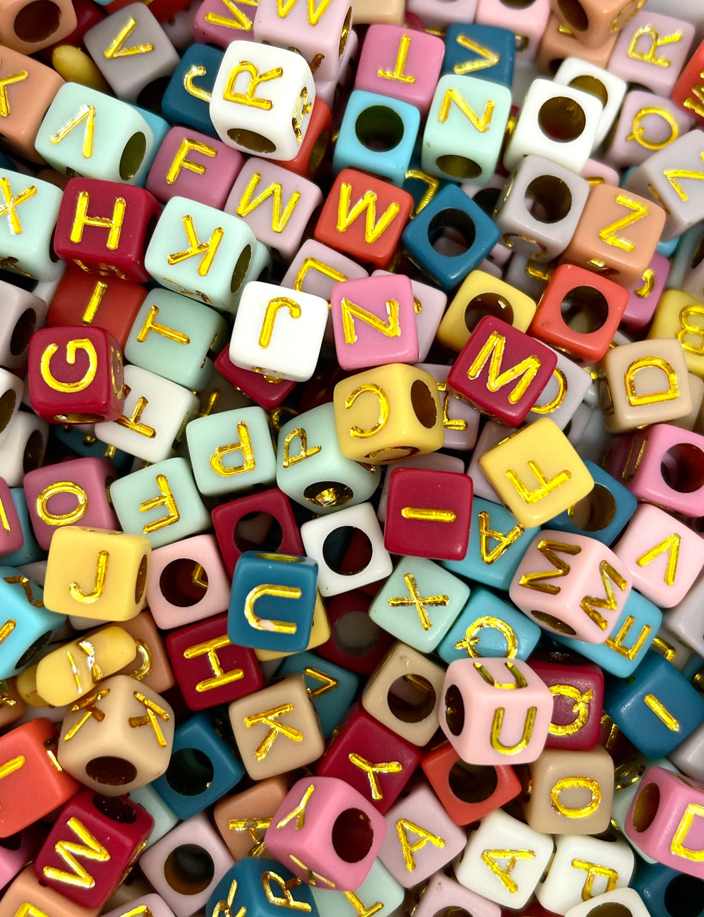 Colorful Alphabet Cube Beads, Rainbow Letter Cube Beads, Bulk Letter B