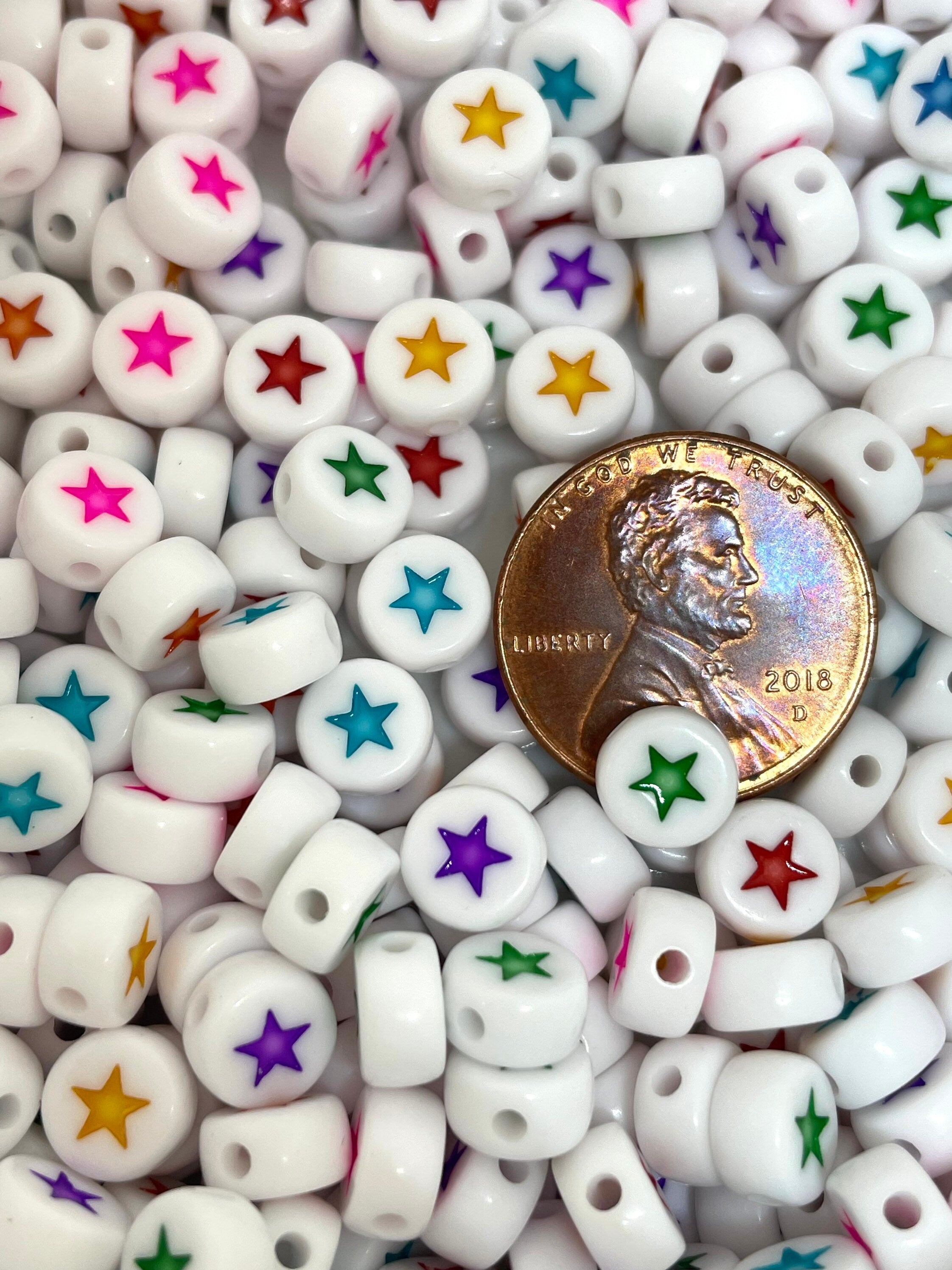 Colorful Star Spacer Beads, Coin Beads for Jewelry Making, Star Beads