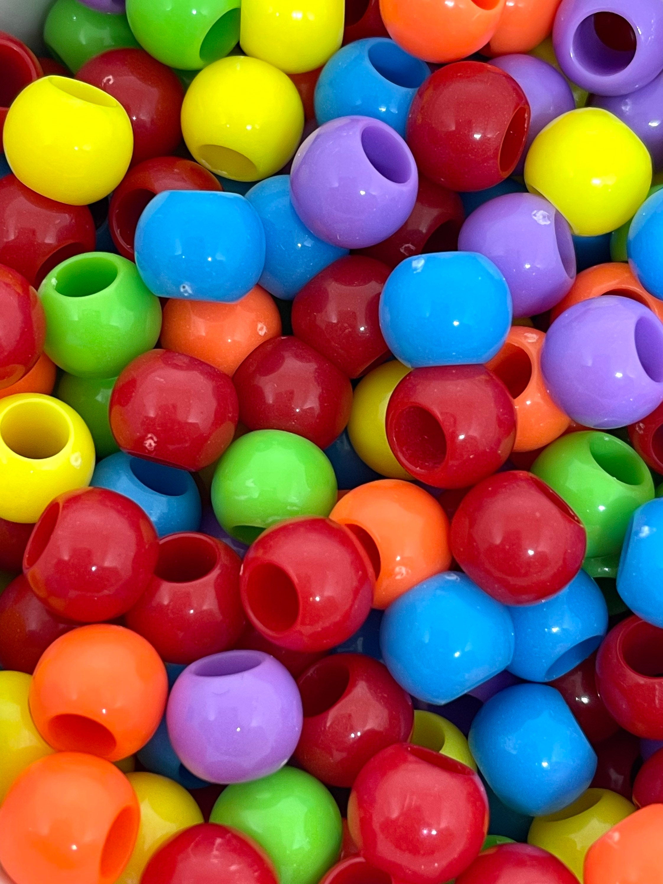 Rainbow Hair Beads, Large Hole Beads for Hair, Jewelry Making, Pony Beads, Big Hole Beads, Bright Colorful Beads
