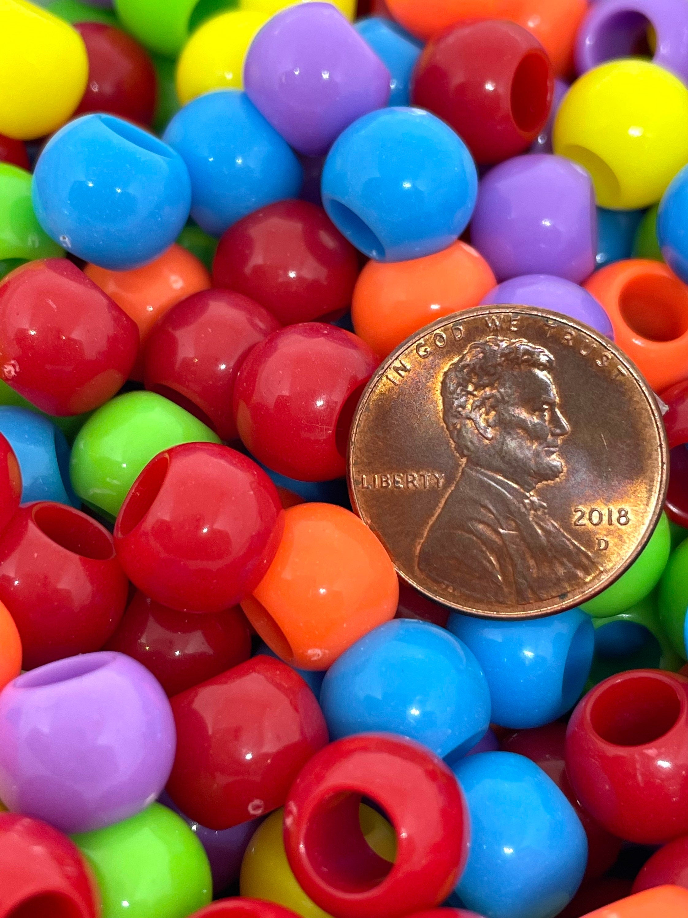Rainbow Hair Beads, Large Hole Beads for Hair, Jewelry Making, Pony Beads, Big Hole Beads, Bright Colorful Beads