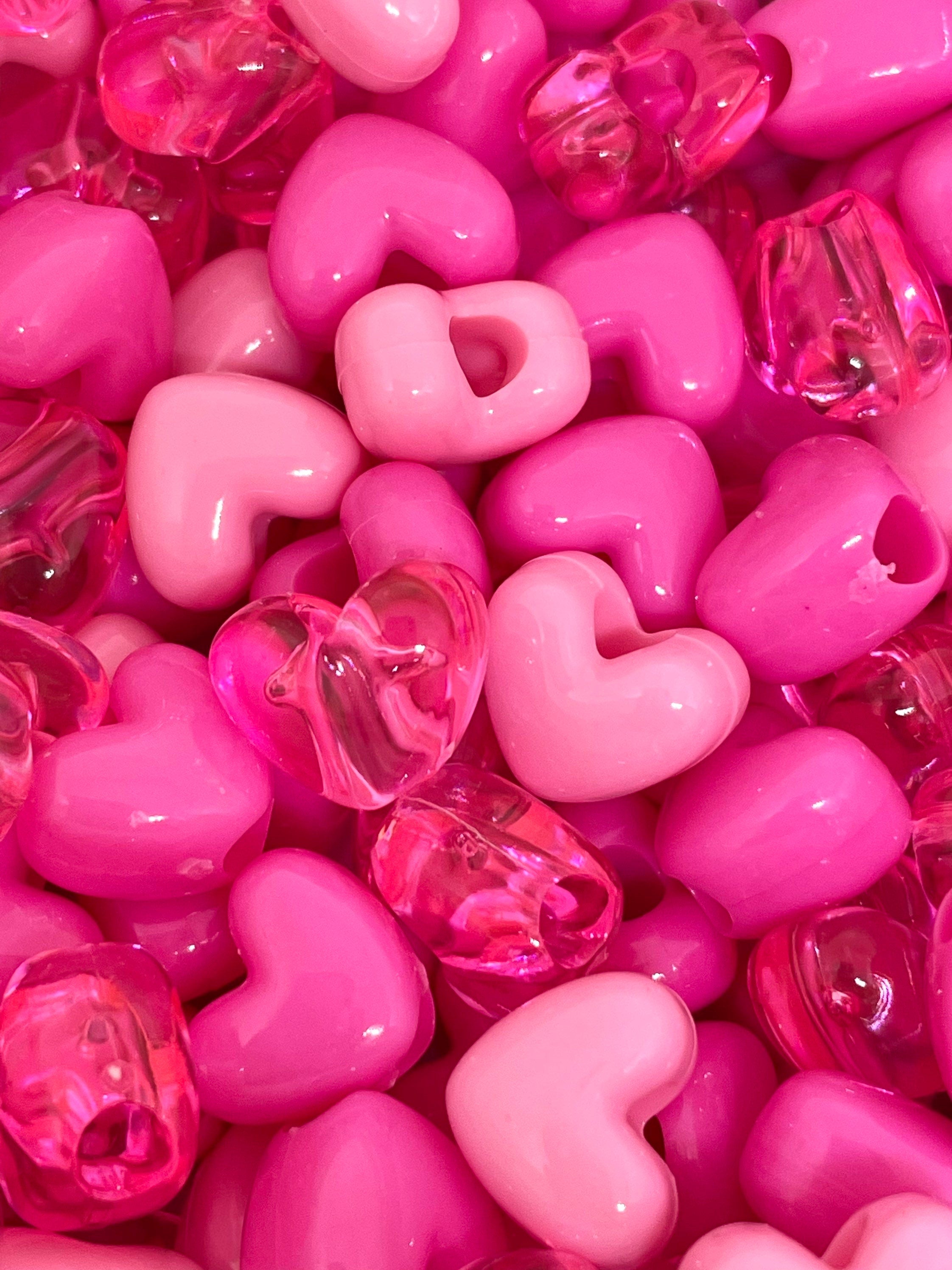 Pink Heart Beads for Valentine's Day, Vday Beads for Jewelry Making,  Valentines Day Jewelry, Valentine's Day Beads, Love Beads
