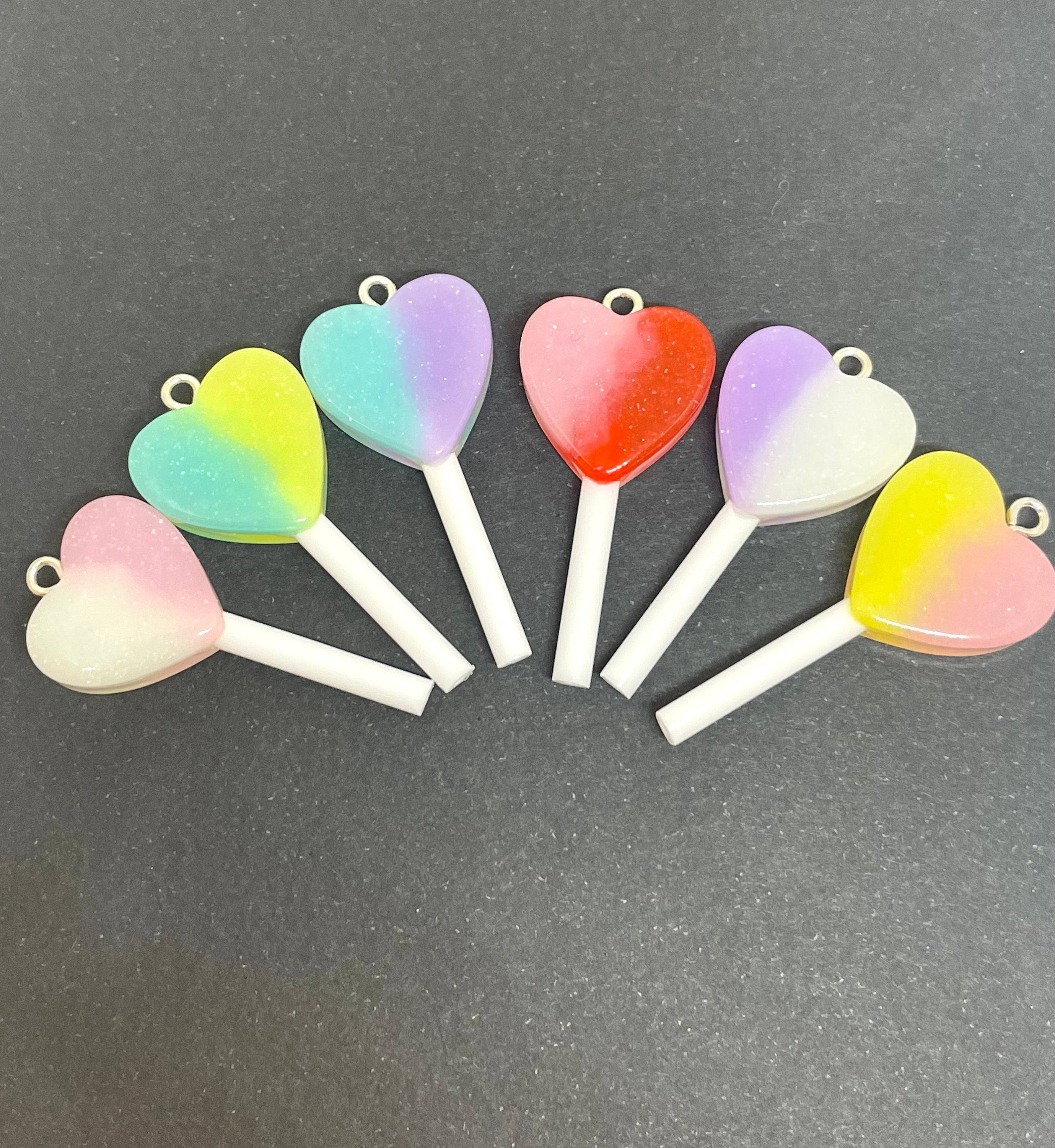 Cute Heart Lollipop Charm for Jewelry Making, Valentine's Day Charm, Fake Candy Pendant, Candy Charm, Candy Jewelry, Valentine's Day Jewelry 1 Piece