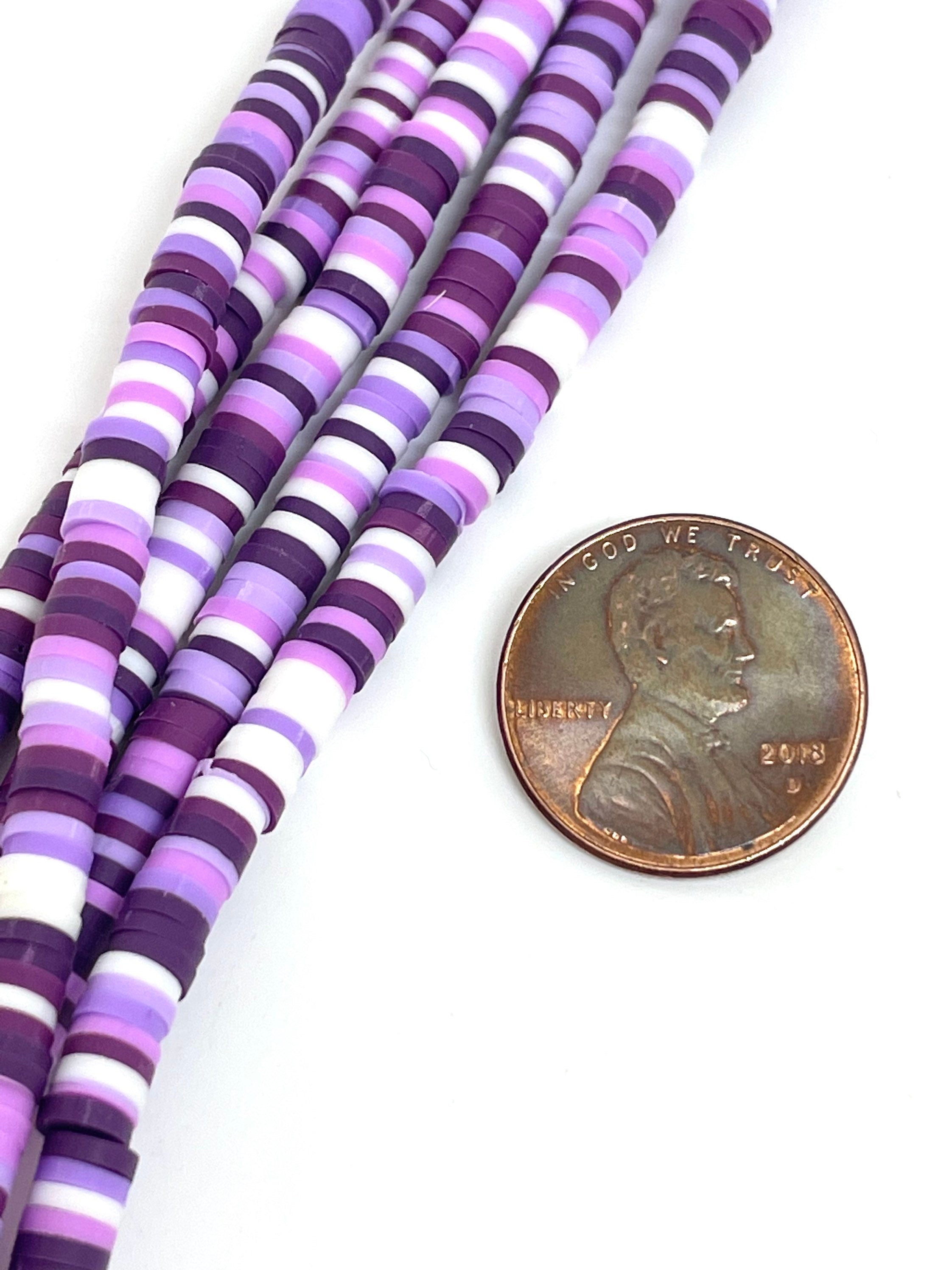 Mini Purple Theme Heishi Necklace Beads, Lavender, Light Purple Beads for Jewelry Making, Tiny Beads
