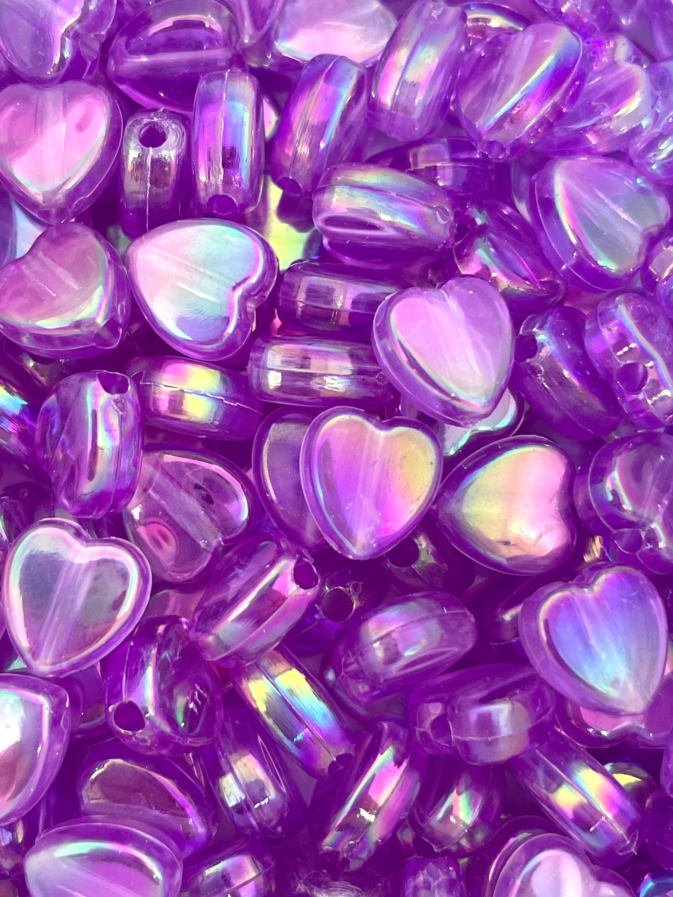 Kawaii Purple Heart Beads, 8mm Beads for Bracelet, Heart Beads for Necklace, Purple Beads, Heart Beads for Anklet, Kawaii Beads, Cute Beads