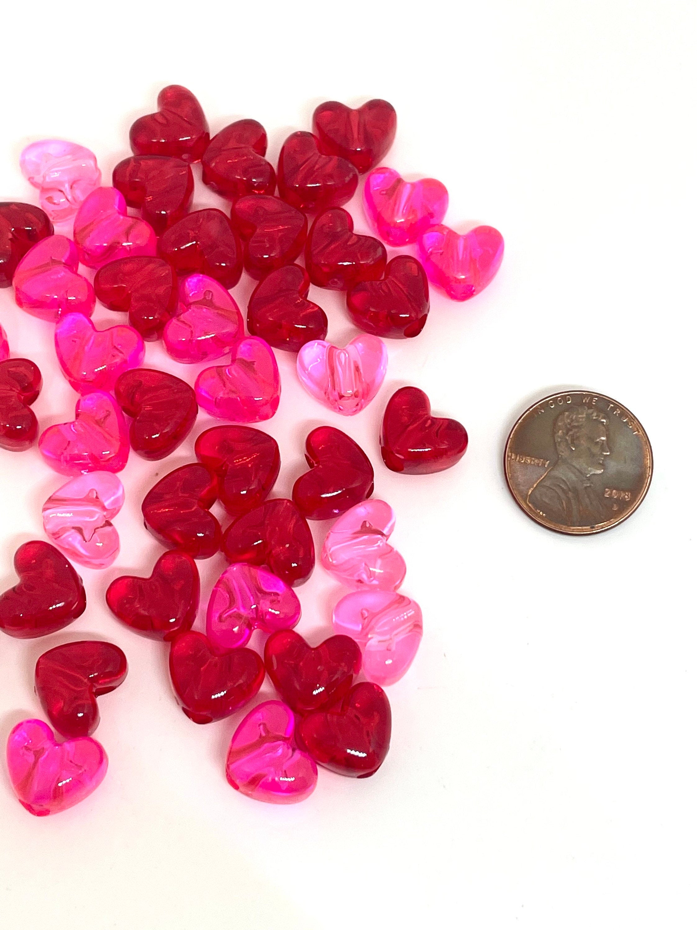 Bright Pink Heart Mix for Valentine's Day, Valentines Day Bead Assortment  for Jewelry Making, Bracelet, Bright Beads, Colorful Beads