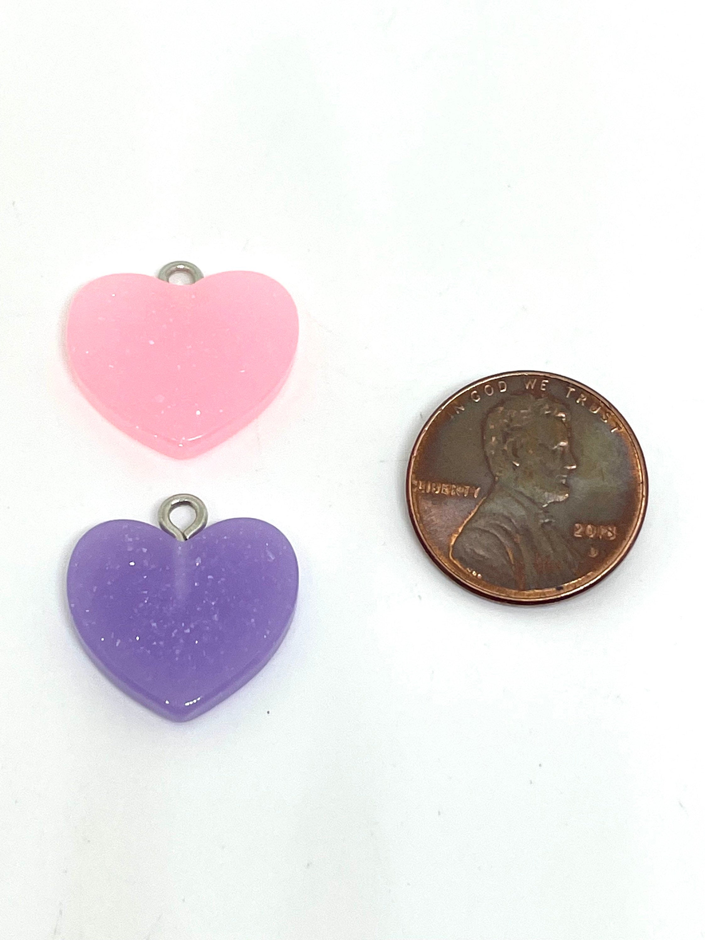 Cute Resin Heart Charms for Jewelry Making, Pastel Heart Charms for Necklace, Bracelet, Kawaii Charms 10 Pieces