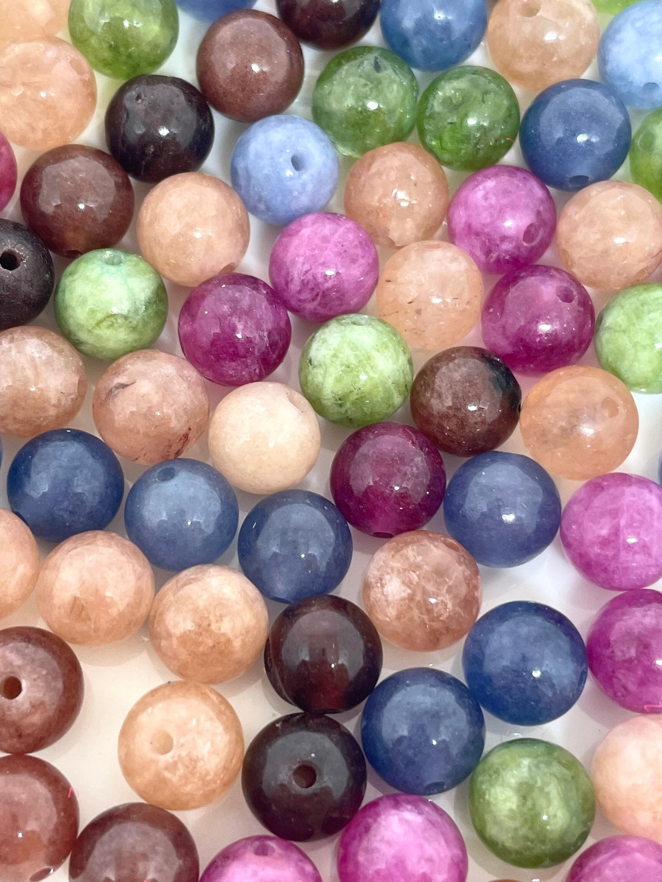 8mm Beautiful Tourmaline Jade Beads for Jewelry Making, Necklace, Brac