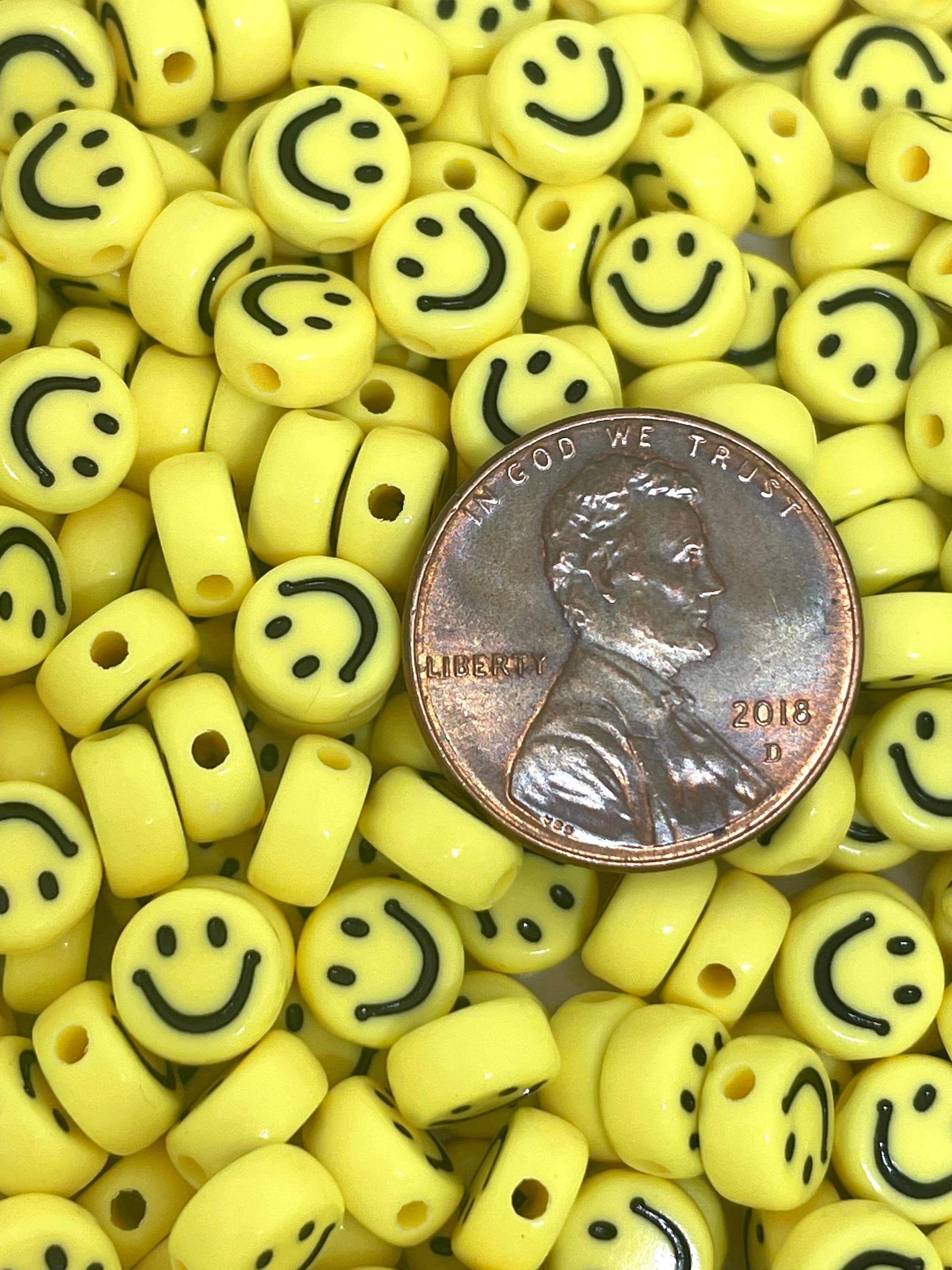 SMOL Yellow Smiley Face Beads, Charms for Bracelet, Necklace