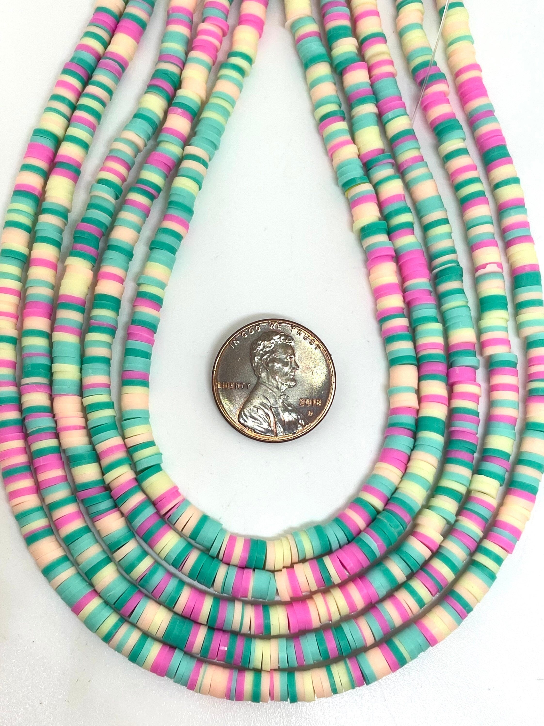 Mini Pastel Heishi Beads, Tropical Themed Necklace, Bead Set for Jewel