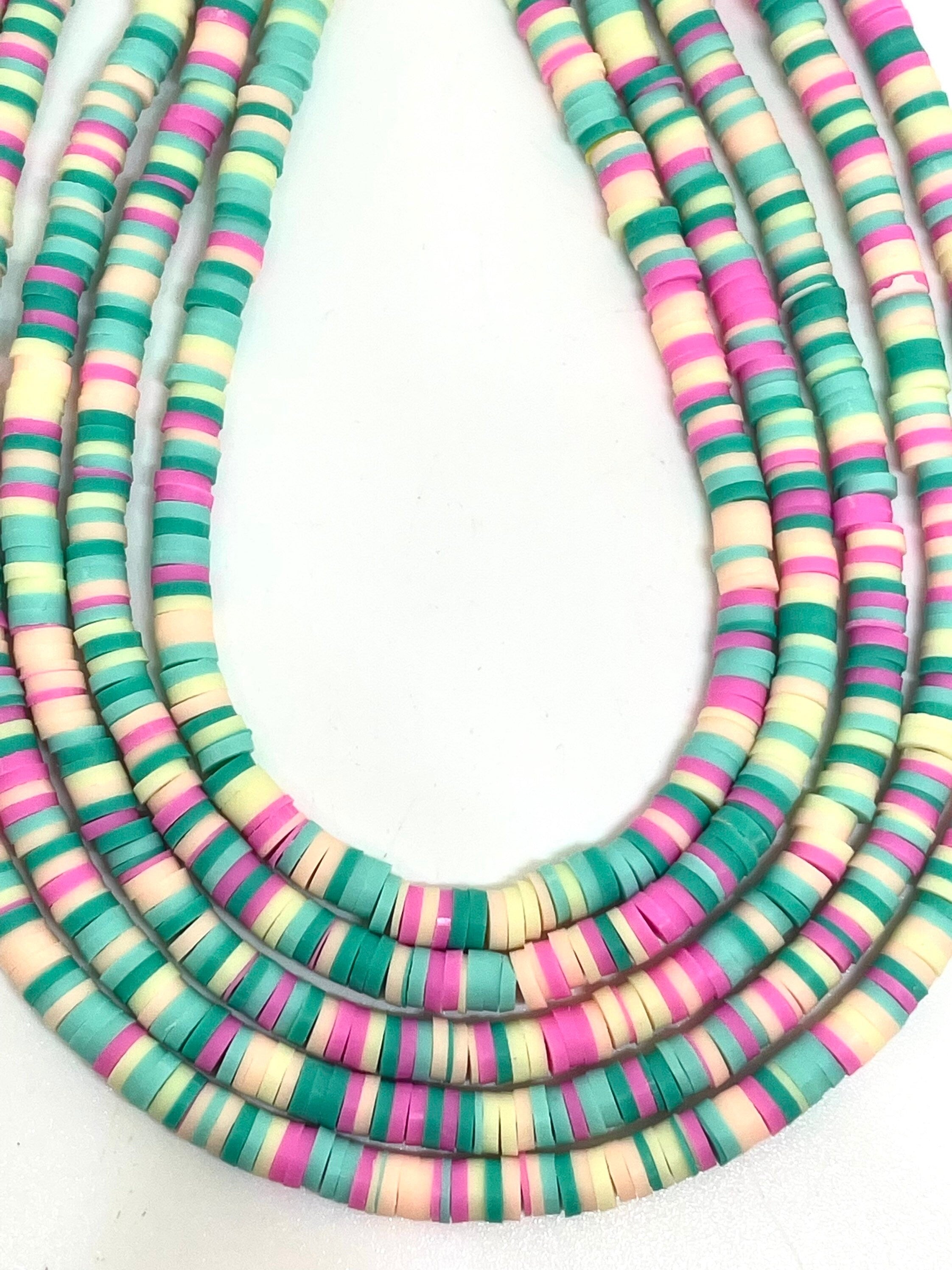 Mini Pastel Heishi Beads, Tropical Themed Necklace, Bead Set for