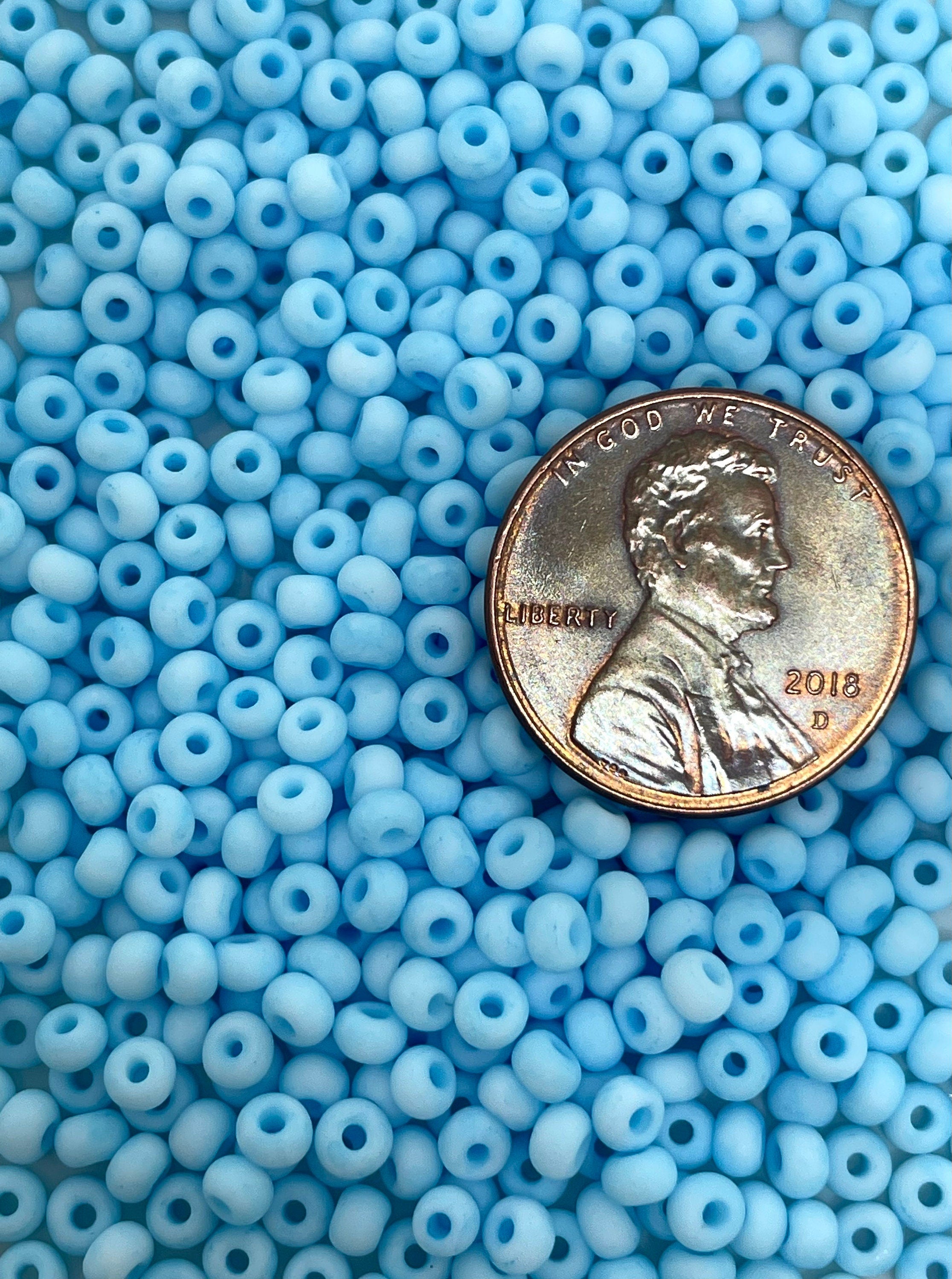 Tiny Matte Bright Blue Seed Beads, Blue Ice Cream Matte Seed Beads for