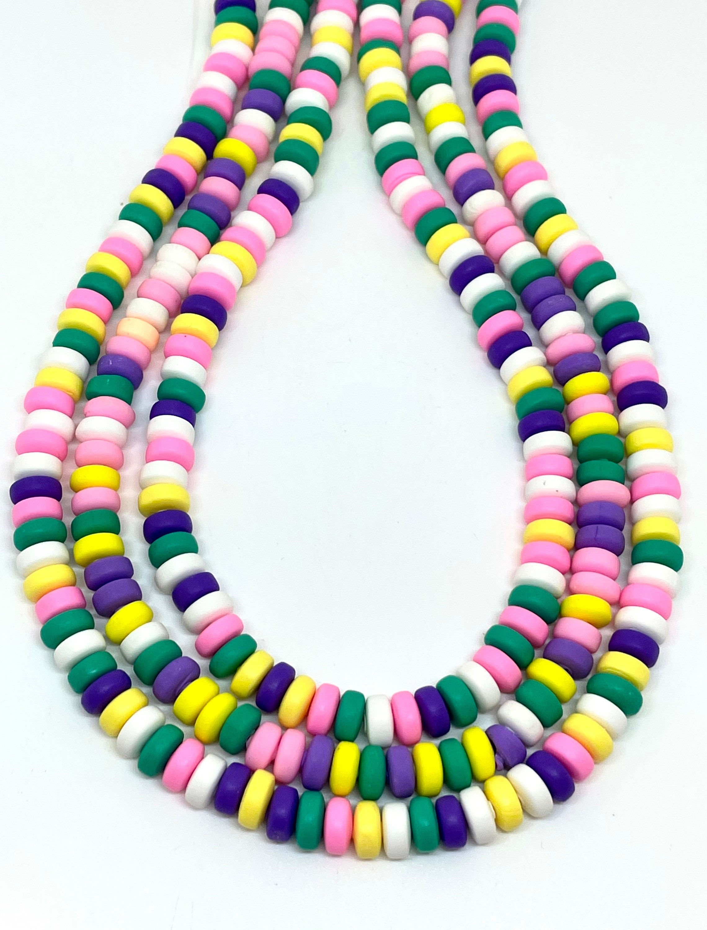 Candy Bead Necklace, Heishi Beads, Disc Beads, 6mm Polymer Clay