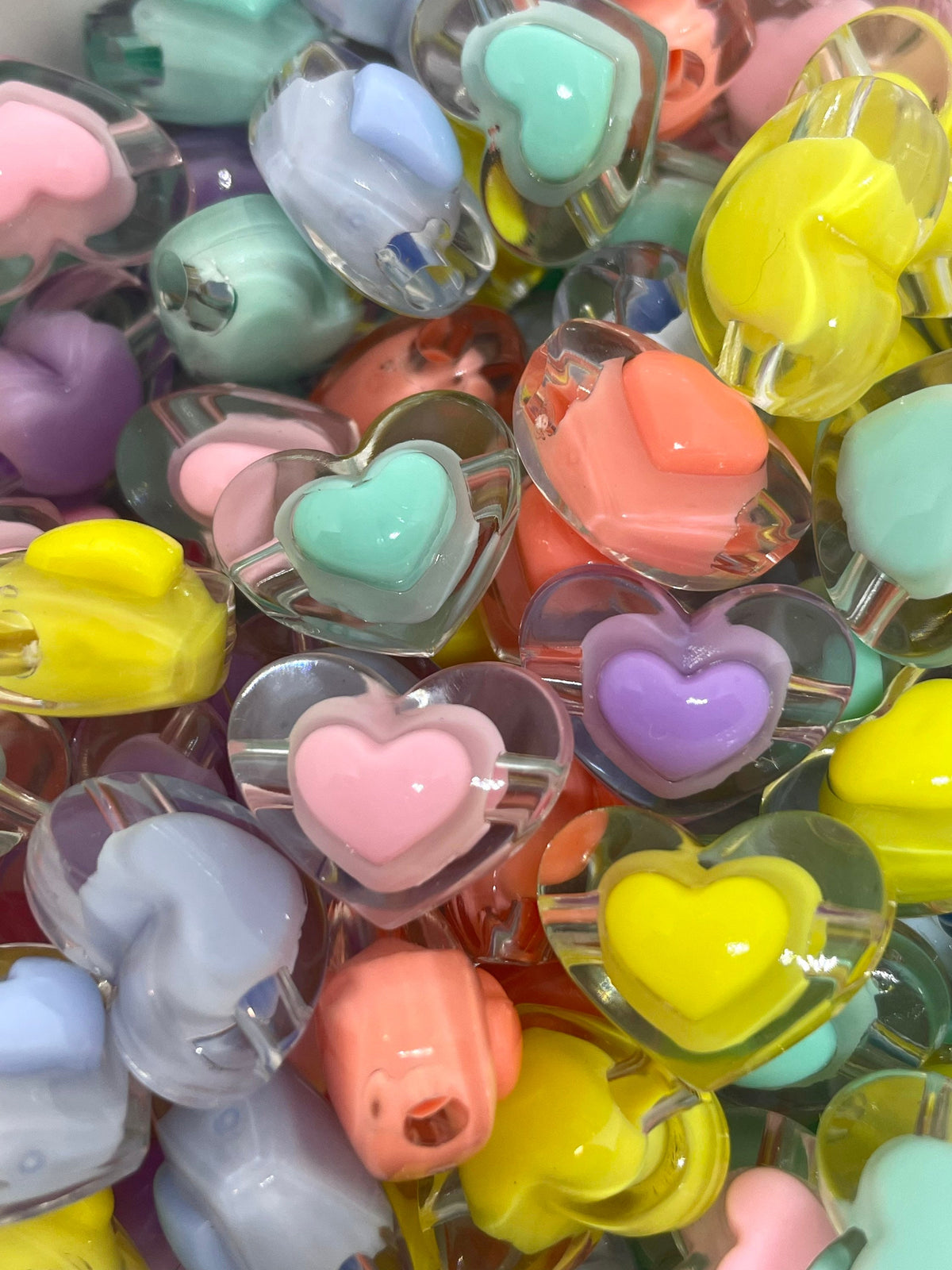 Chunky Heart Beads, Shiny Heart Beads, Heart Charms, Shiny Heart Pendant,  Iridescent Heart Beads, Iridescent Beads, Shiny Beads