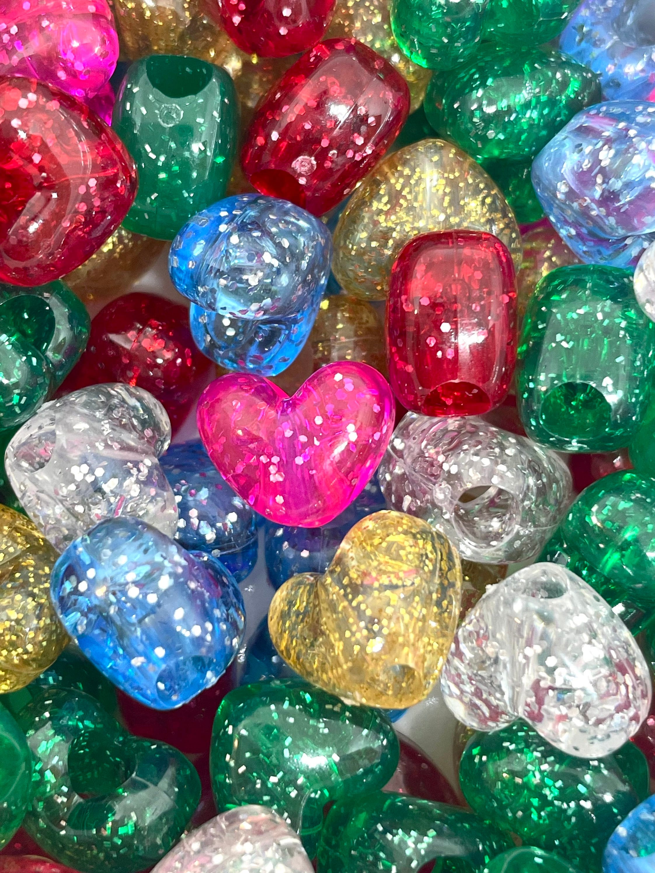 Glitter Pony Beads for Jewelry Making Sparkle Barrel Bead Mix - Etsy