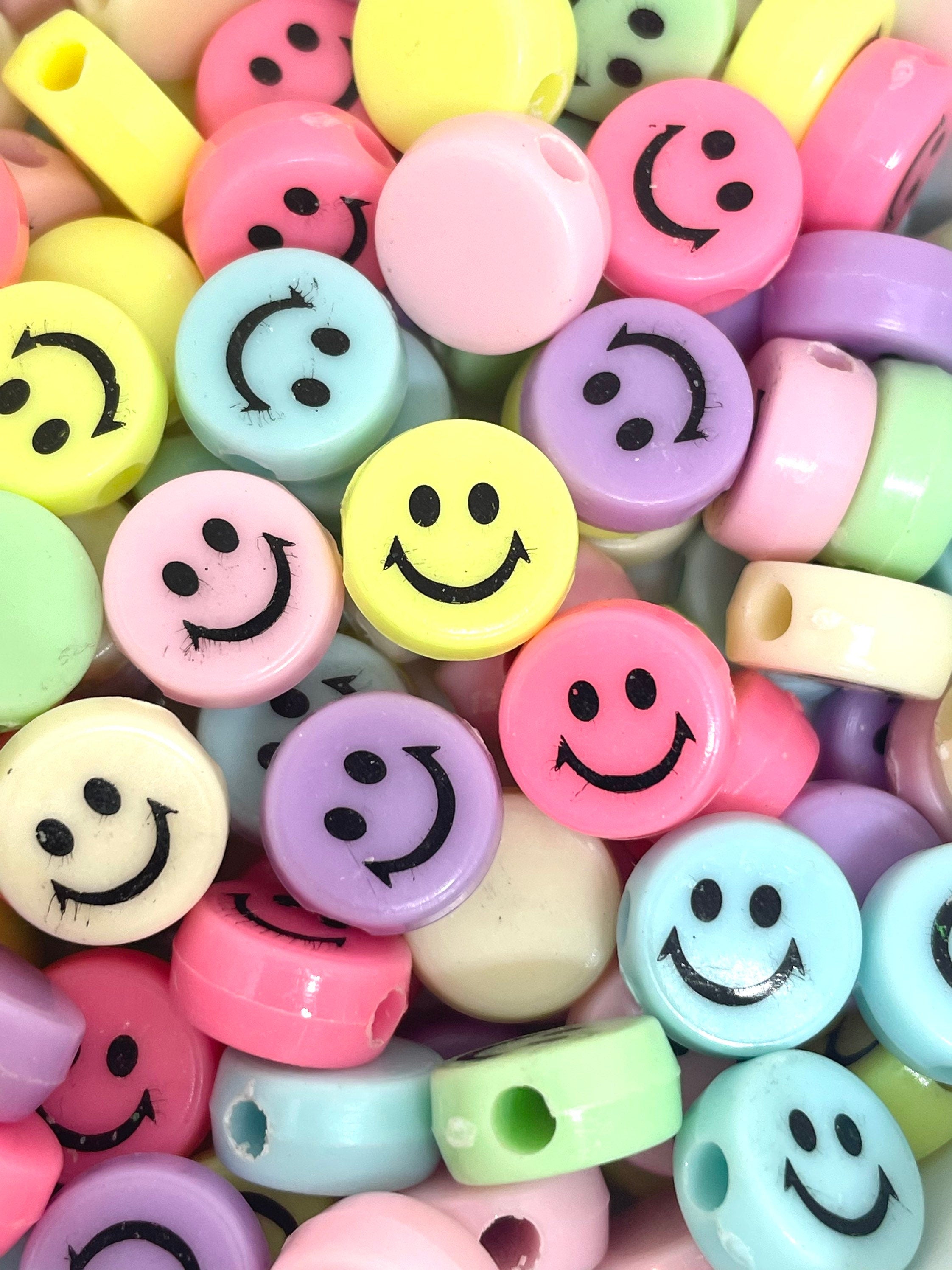 Cute Pastel Smiley Face Beads, Emoji Charm, Happy Face Charm, Pendant