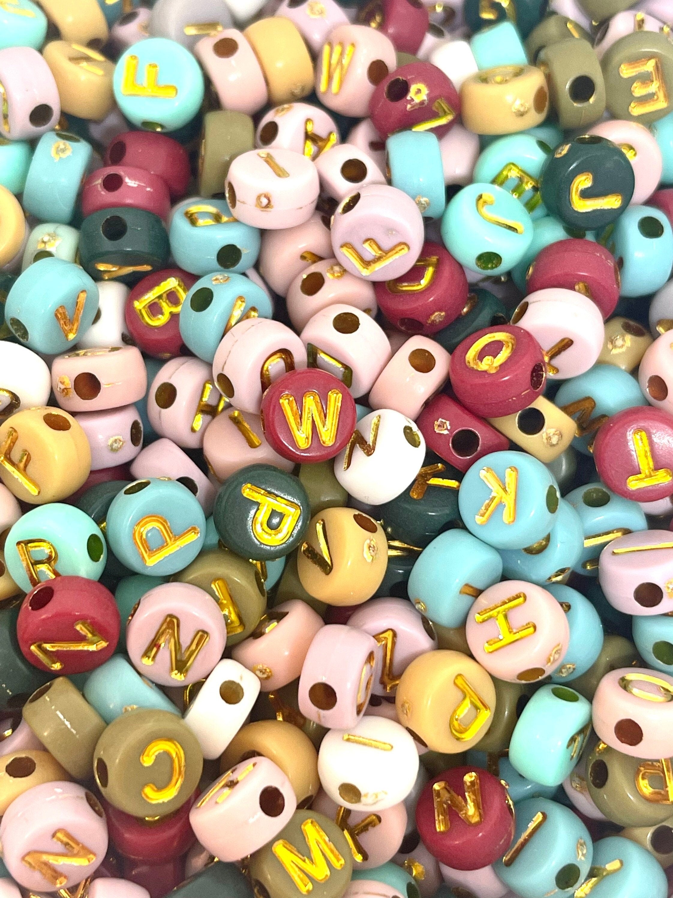 Fall Boho Themed Alphabet Letter Beads, Round Letter Beads, Boho-Chic