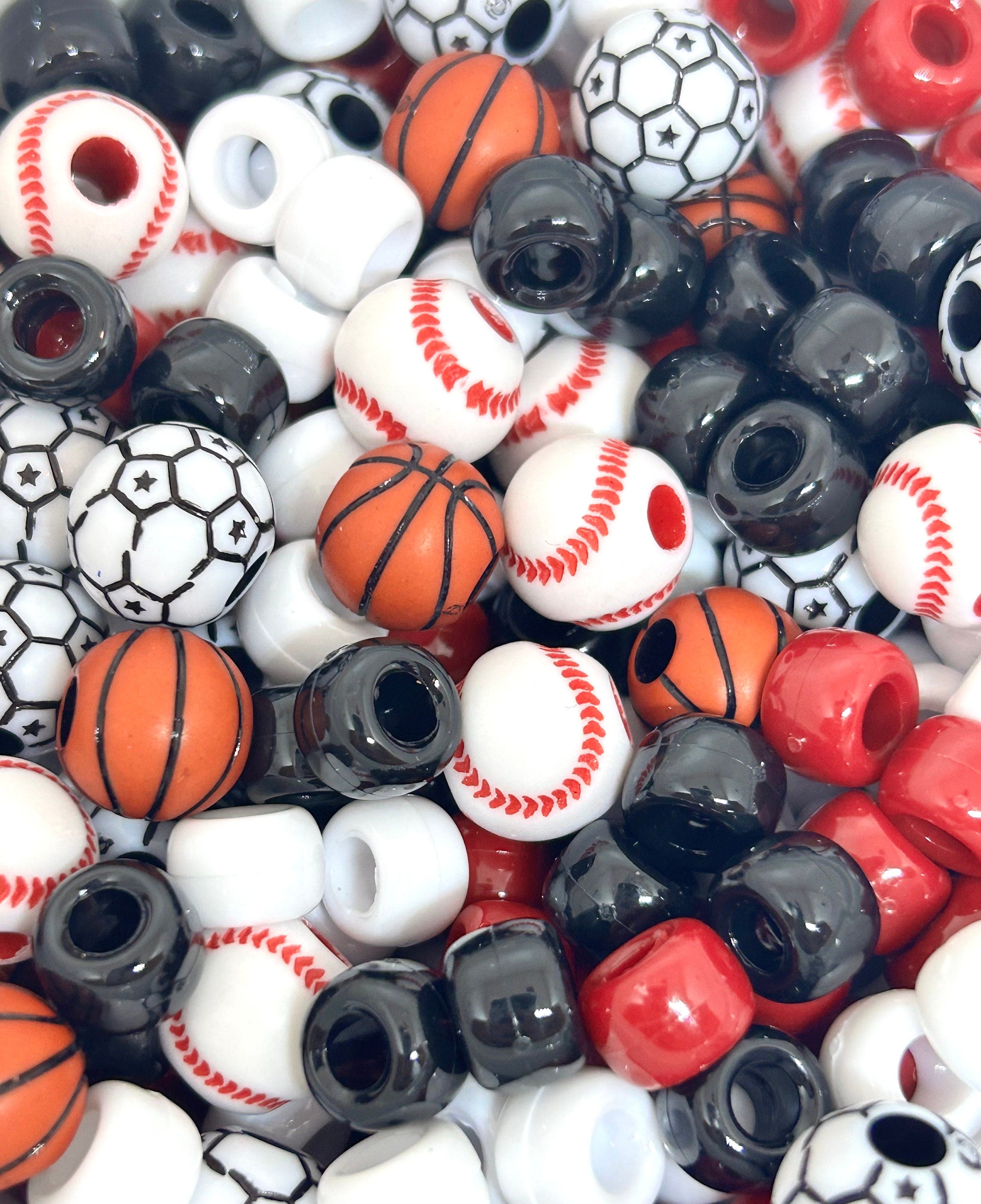 Sports Ball Bead Kit for Baseball, Soccer, Basketball Team Lanyards